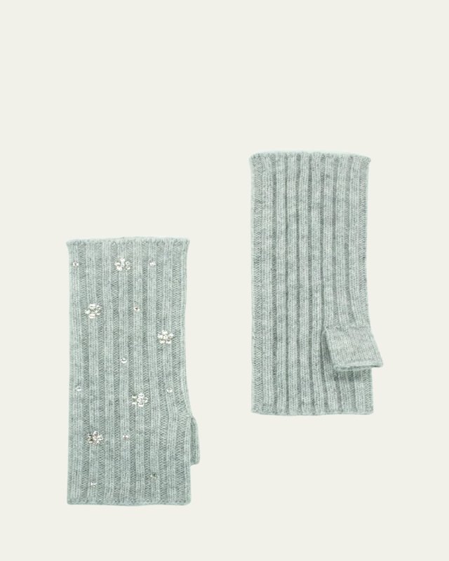 Fingerless Crystal Flower Gloves